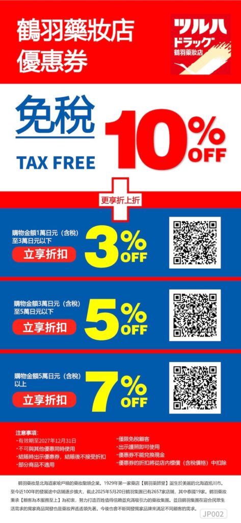 TSURUHA Drug 鶴羽藥妝優惠券